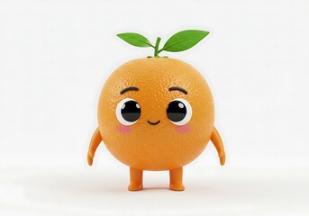 3d Cartoon orange character standing on white background