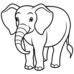Elephant line art vector illustration and white background