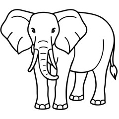Elephant line art vector illustration and white background