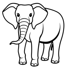 Elephant line art vector illustration and white background