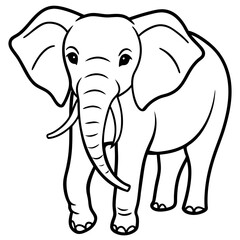 Elephant line art vector illustration and white background