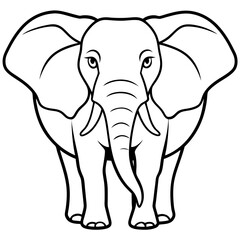 Elephant line art vector illustration and white background