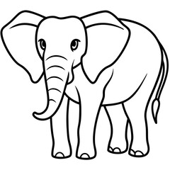Elephant line art vector illustration and white background