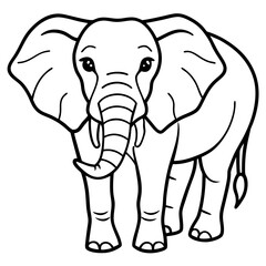 Elephant line art vector illustration and white background