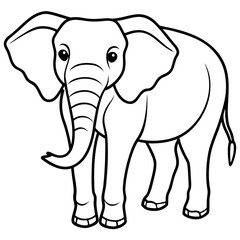 Elephant line art vector illustration and white background