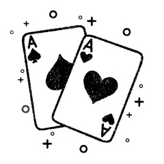 Hand-drawn aces playing cards with bold sketch lines and playful decorative accents on white background