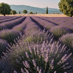 Obraz premium A dreamy lavender field in Provence on a white canvas
