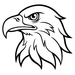 Eagle head line art vector illustration and white background