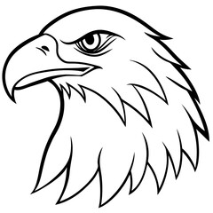 Eagle head line art vector illustration and white background