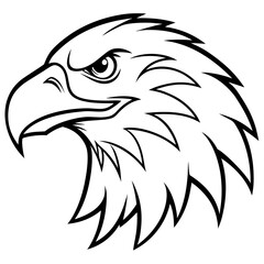 Eagle head line art vector illustration and white background