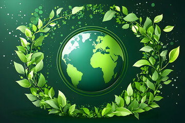 Green Planet Earth Surrounded by Lush Foliage