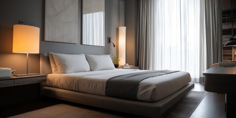 Serene Bedroom: Soft Lighting, Minimalist Design, Tranquil Atmosphere