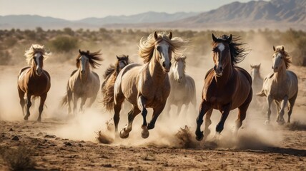 herd of horses in the field