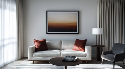Contemporary chic living room design warm tones interior styling modern home cozy atmosphere