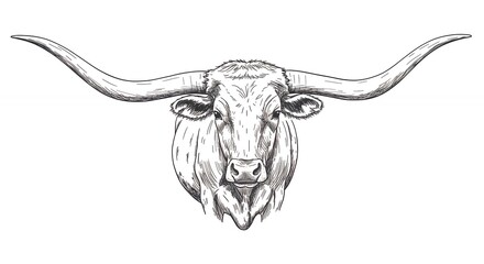 Longhorn cattle head illustration