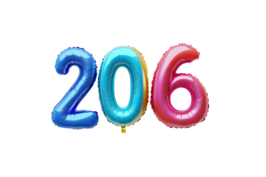 Bold number 206 balloon image on white background perfect for celebration flyers and festive themed visuals