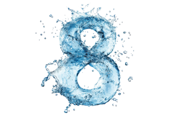 Creative number 8 water splash image great for eco themes nature graphics and digital design projects