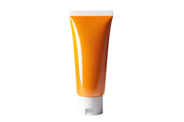 High quality sunscreen tube in orange color with white cap suitable for digital ads and product mockups