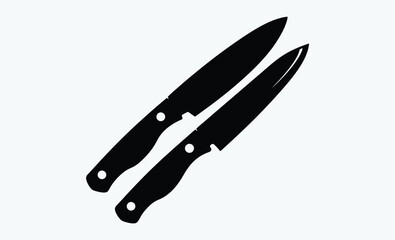 kitchen knife silhouette, Knife isolated on white background, Knife silhouette, Realistic kitchen knife vector icon 
