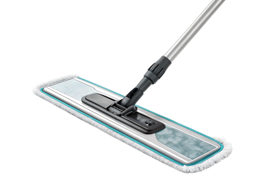 wet floor mop with a microfiber flat head and extendable handle