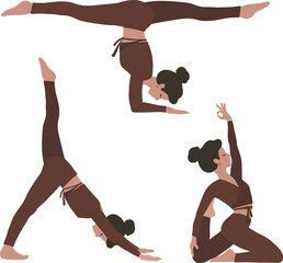 Set of yoga poses vector clipart