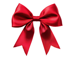 Fototapeta premium Bright Red Decorative Ribbon Bow with Textured Fabric Suitable for Holiday and Gift Wrapping