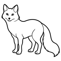 Arctic Fox line art vector illustration and white background