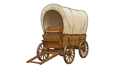 Vintage covered wagon illustration