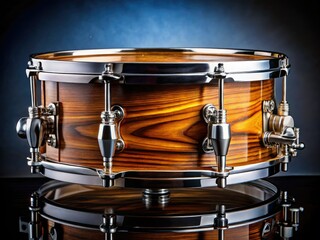 Obraz premium Glossy Wood Snare Drum: Professional Studio Photography, Rule of Thirds Composition
