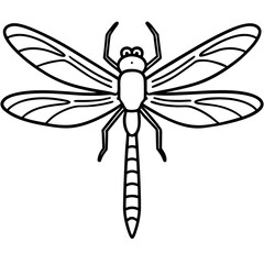 Simple Ocean Dragonfly Line Drawing
