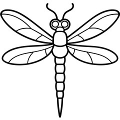 Simple Ocean Dragonfly Line Drawing