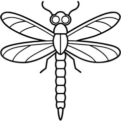 Simple Ocean Dragonfly Line Drawing
