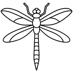 Simple Ocean Dragonfly Line Drawing