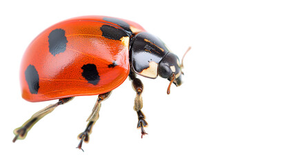 Red Ladybug on Pine Needles Vibrant Macro Closeup of Wildlife in Spring Nature.