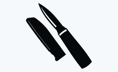 kitchen knife silhouette, Knife isolated on white background, Knife silhouette, Realistic kitchen knife vector icon 