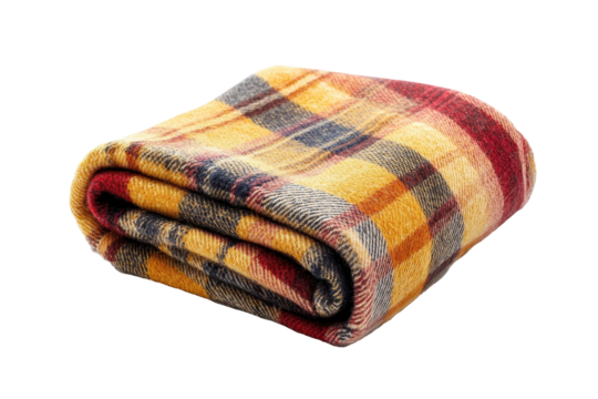 Cozy plaid blanket folded neatly brings warmth comfort and classic style to any relaxing space