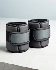 Enhance your workout with charcoal gray neoprene ankle weights on a minimal soft surface