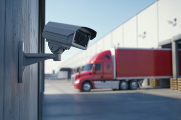 Warehouse security camera monitoring a truck