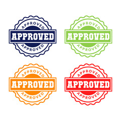 Approved rubber stamp seal vector set