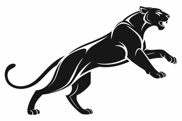 snow leopard sihouette black vector