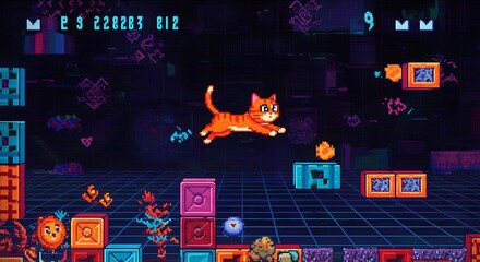Pixel Cat Jumping Blocks