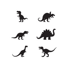 Dinosaur Silhouette Vector Illustration Set