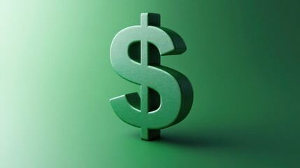 Obraz premium Metallic green dollar sign symbol on a gradient background.