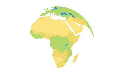 Stylized African Continent Map with Terrain Illustration