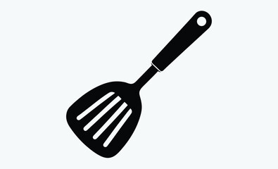Spatula silhouette, spatula silhouette vector illustration, flat spatula illustration, vector cooking utensil  