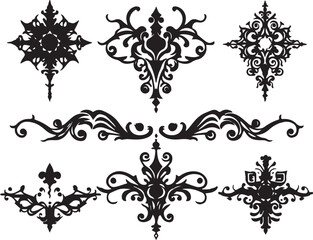 A set of elements, symbols, ornaments, mandalas. Hand drawn vector illustration	