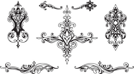 A set of elements, symbols, ornaments, mandalas. Hand drawn vector illustration	