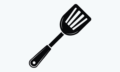 Spatula silhouette, spatula silhouette vector illustration, flat spatula illustration, vector cooking utensil  