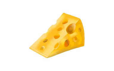 Illustration of Swiss Gruyere Cheese Slice with Characteristic Holes