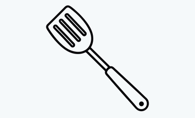 Spatula silhouette, spatula silhouette vector illustration, flat spatula illustration, vector cooking utensil  
